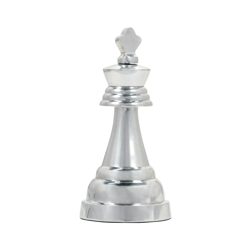9 Inch Metal King Chess Piece Silver