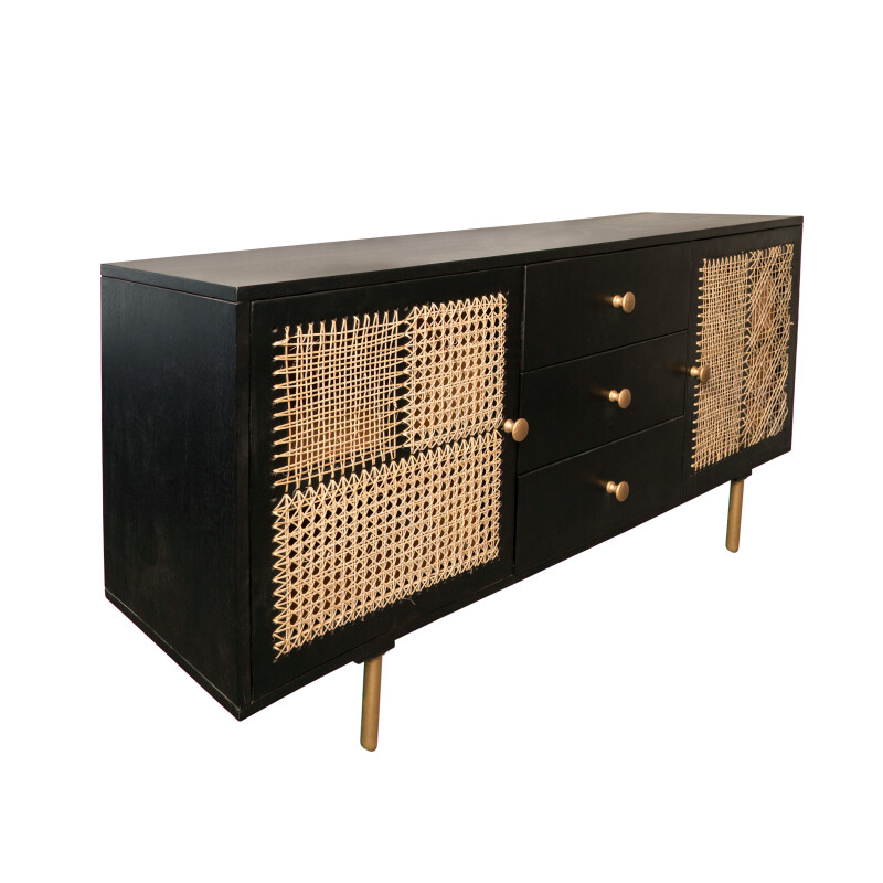 15690 Brown Wood 63x30 Inch Patchwork Sideboard 2