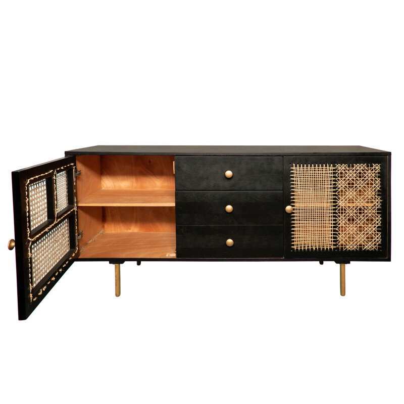 15690 Brown Wood 63x30 Inch Patchwork Sideboard 4