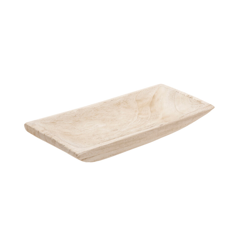 15714-01 Wood Rectangular Tray White - Set Of Two