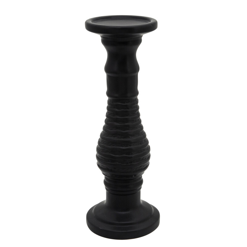 15757-01 18 Inch Textured Candle Holder Black