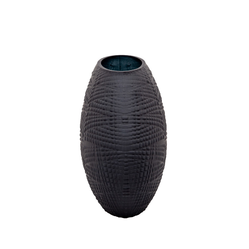 15838 01 Black Glass 8 Inch Textured Vase Black 3