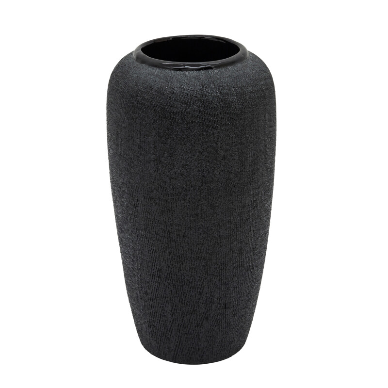 12.25 Inch Beaded Vase Black