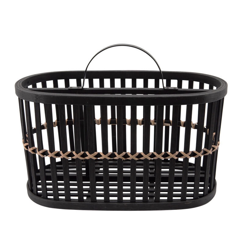 15889-02 Woven 14 Inch Oval Basket Black