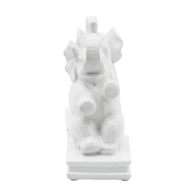 15924 01 White White Ceramic S 2 7 Inch Elephant Bookends 3