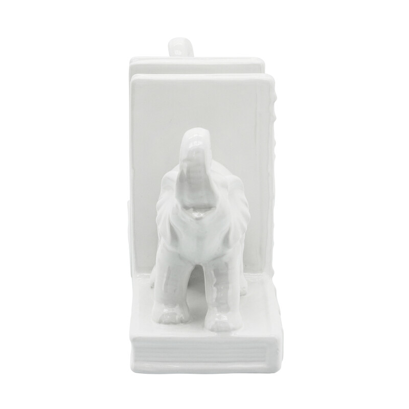 15926 01 White White Ceramic S 2 6 Inch Standing Elephant Bookends 3