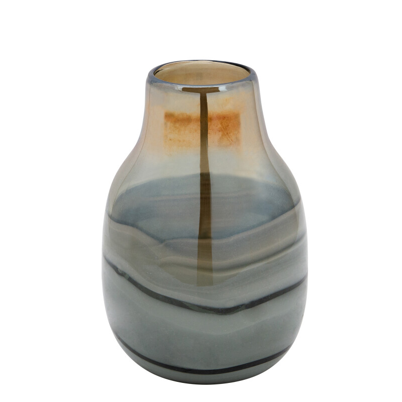 15935-01 Glass 10 Inch Metallic Vase Black/Gold
