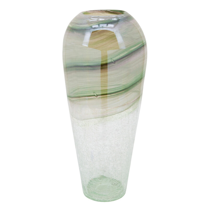 Clear Glass 17 Inch Crackled Vase