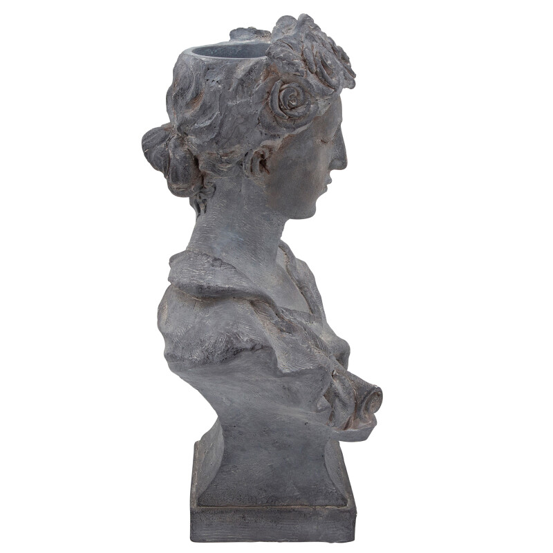 15948 Gray Gray Resin 21 Inch Lady W Roses 3
