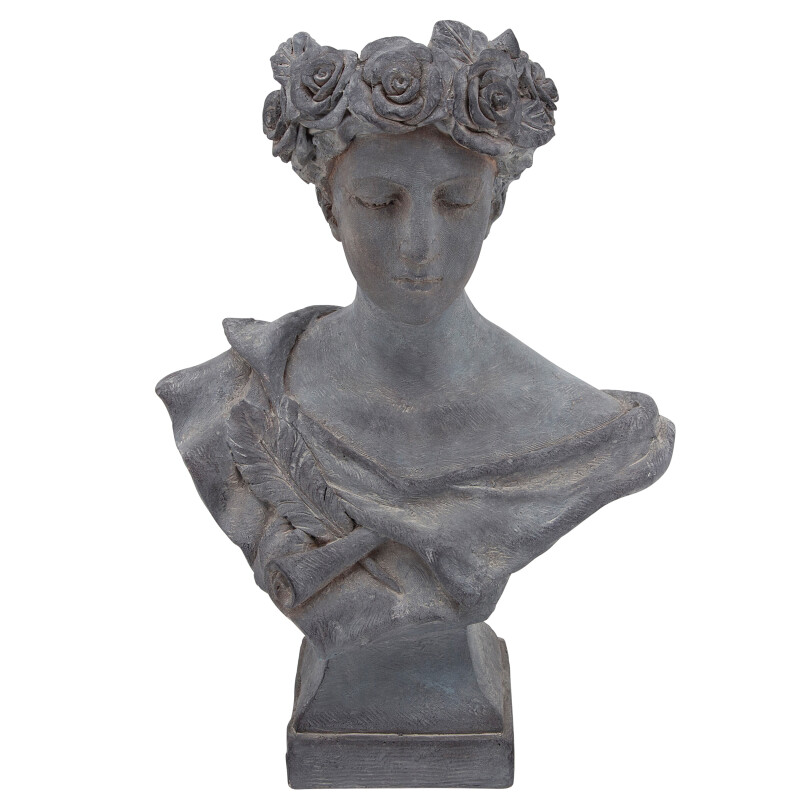 15948 Gray Gray Resin 21 Inch Lady W Roses 5