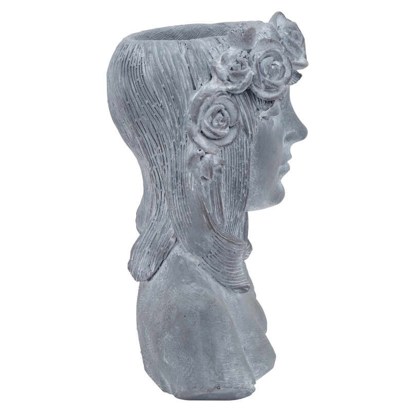 15951 Gray Gray Resin 19 Inch Lady W Roses 3