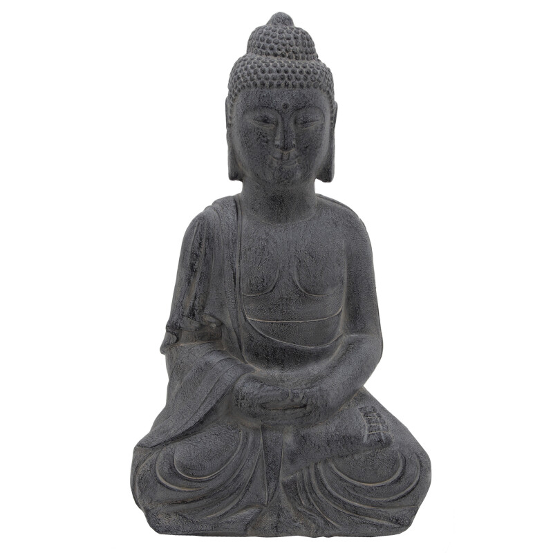 15955 Gray Resin 23'H Sitting Buddha