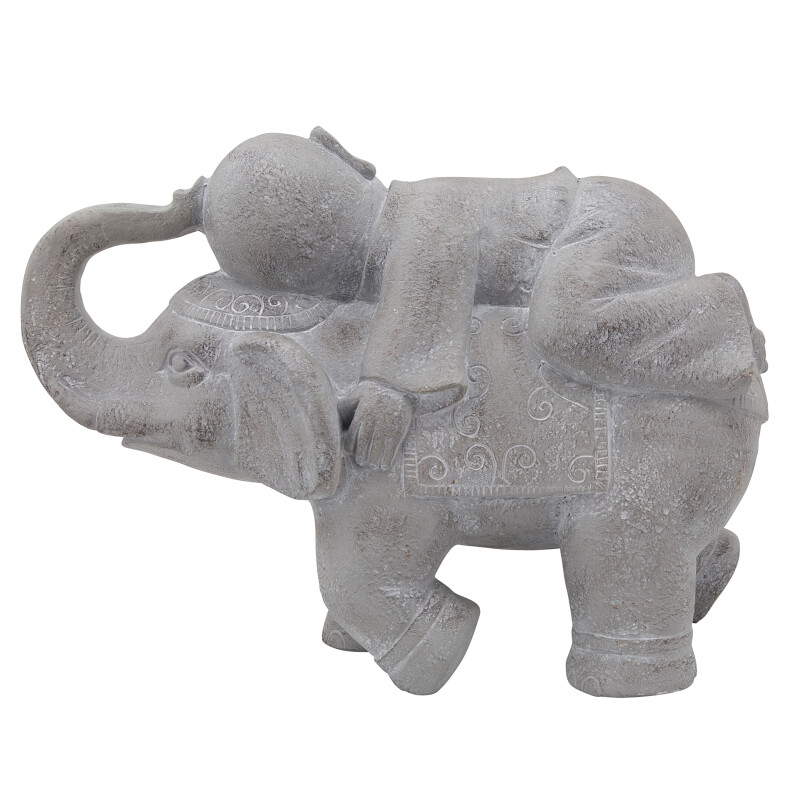 15959 Gray Gray Resin 16 Inch Elephant W Child 4