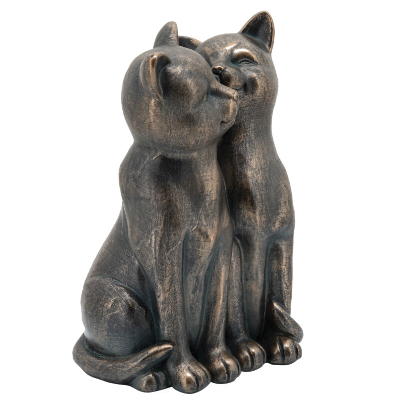 15960 Bronze Copper Resin. 14 Inch Smooching Cats Bronze 2