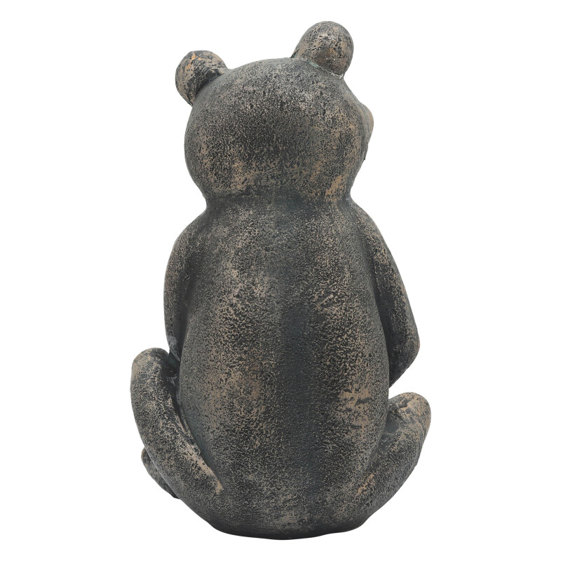 15964 Black Black Resin 16 Inch Thinking Frog 3