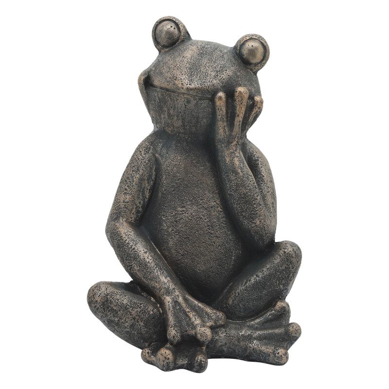15964 Black Resin 16 Inch Thinking Frog