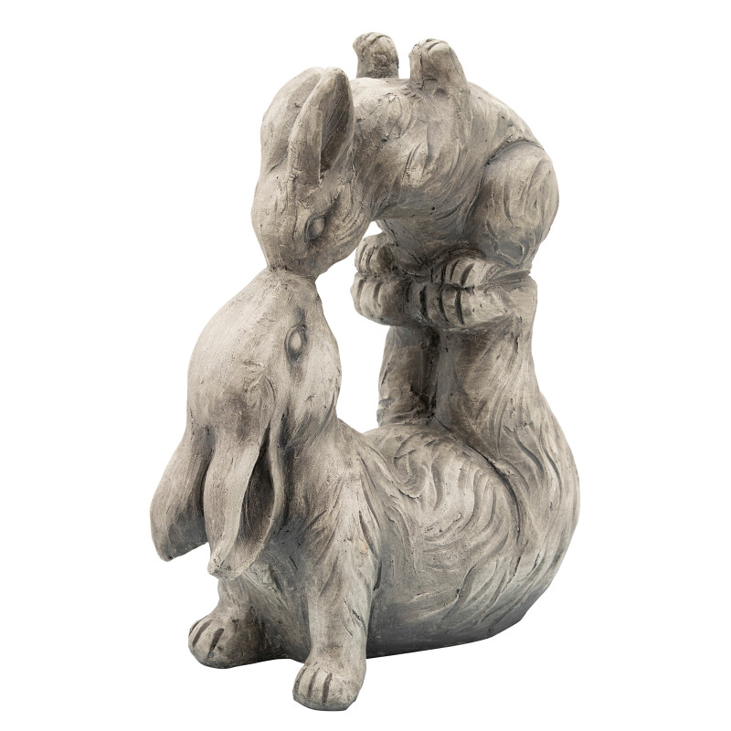 15973 White Antique White Resin 15 Inch Kissing Bunnies 4