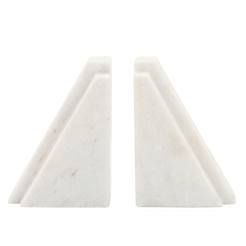 15977 02 White Marble 7 Inch Tapered Bookends White Set Of Two 2