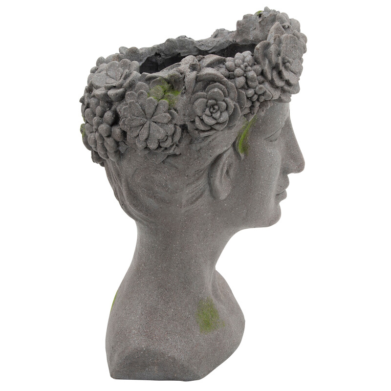 15989 Gray Gray Resin 19 Inch Lady W Daisies Planter 3
