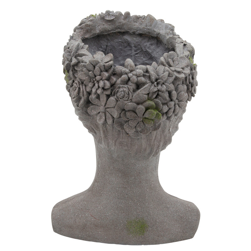 15989 Gray Gray Resin 19 Inch Lady W Daisies Planter 4