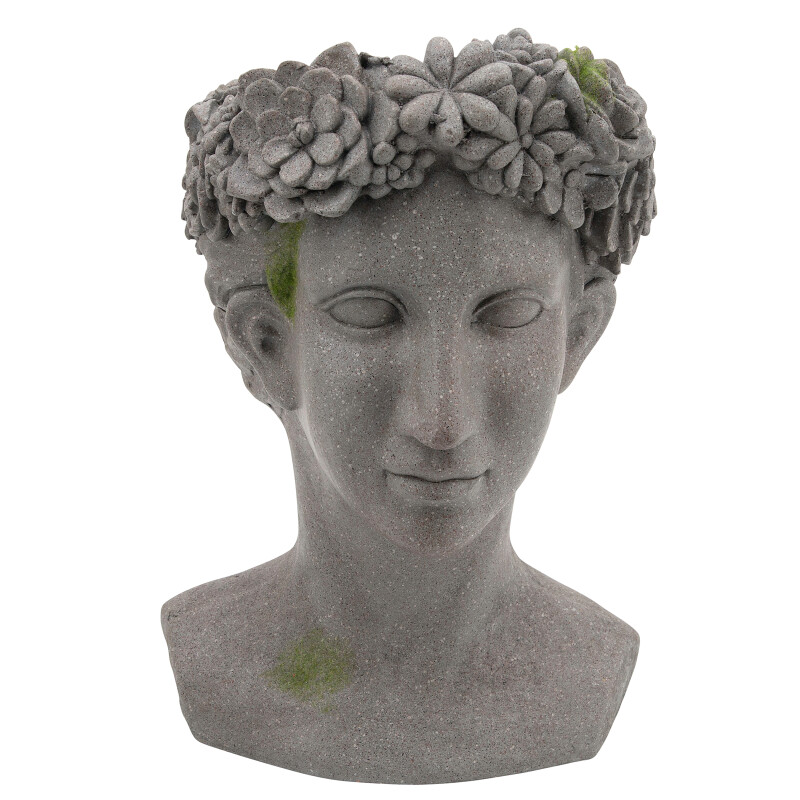 15989 Gray Gray Resin 19 Inch Lady W Daisies Planter 5