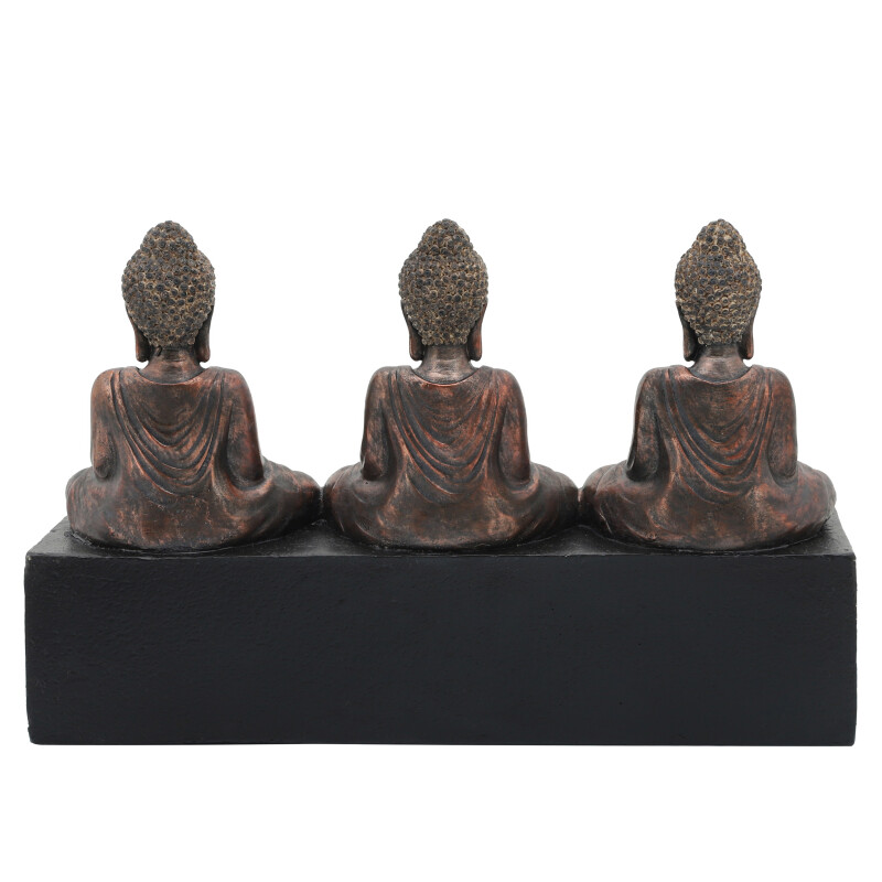 16095 Gold Gold Resin 16 Inch 3 Mini Buddhas With Base 5