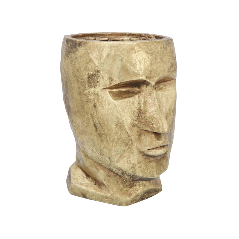16174-05 Gold Resin 13 Inch Face Vase