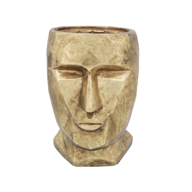 16174-05 Gold Resin 13 Inch Face Vase