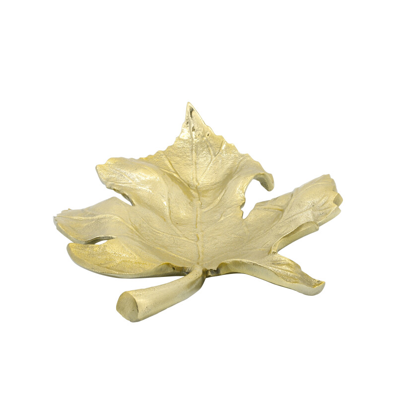 16350 02 Gold Gold Metal 13 Inch Maple Leaf Tray 3