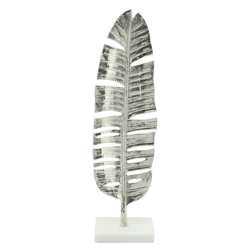 Silver Metal 23 Inch Leaf On Stand