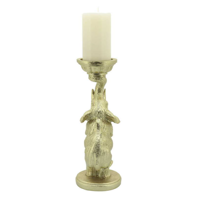 16542 Gold Gold Resin 14 Inch Elephant Candle Holder 4