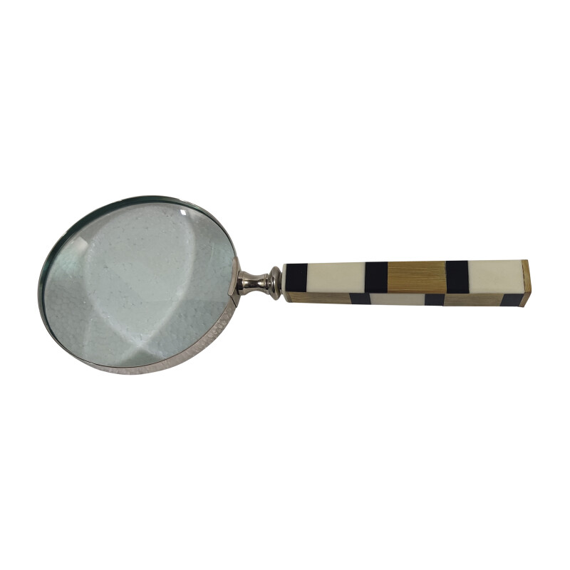 16593-01 Multi Resin 4 Inch Magnifying Glass Wood Detail