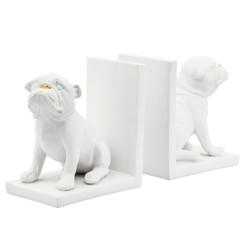 16597 White Resin S/2 6 Inch Dog Bookends