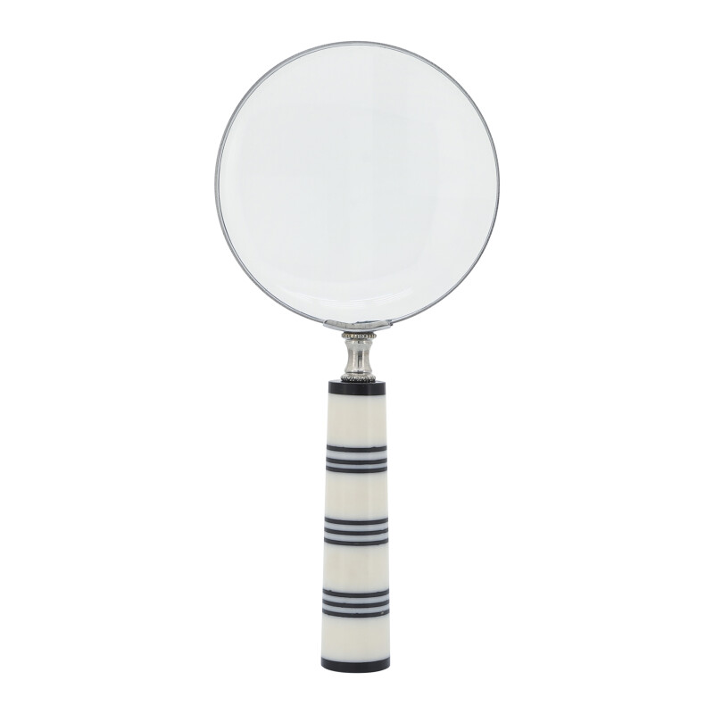 16618-01 Black/White Resin 4 Inch Striped Magnifying Glass