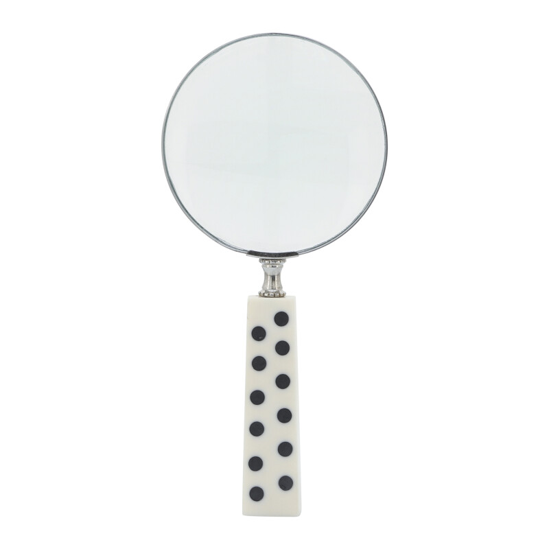 16618-03 Black/White Resin 4 Inch Dotted Magnifying Glass
