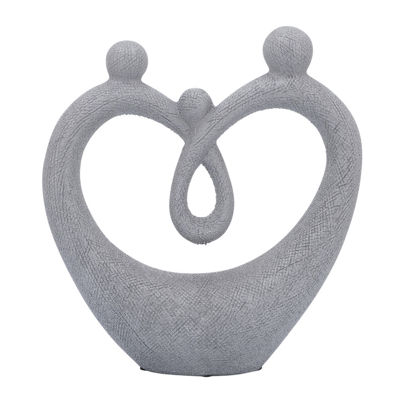 16700-01 Silver Ceramic 10 Inch Scratched Heart Deco