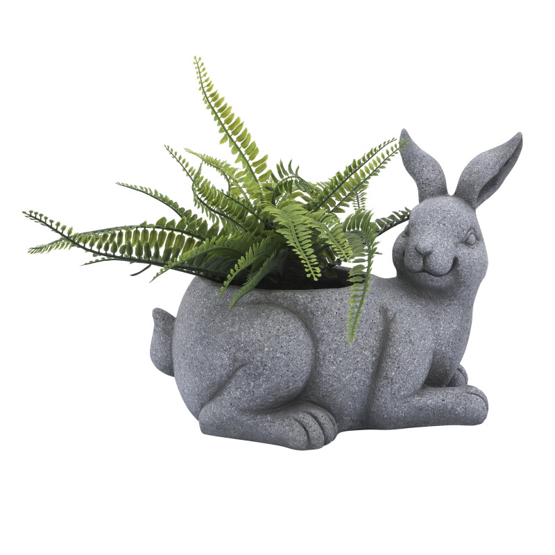 16749-02 Gray Resin 15 Inch Sitting Bunny Planter