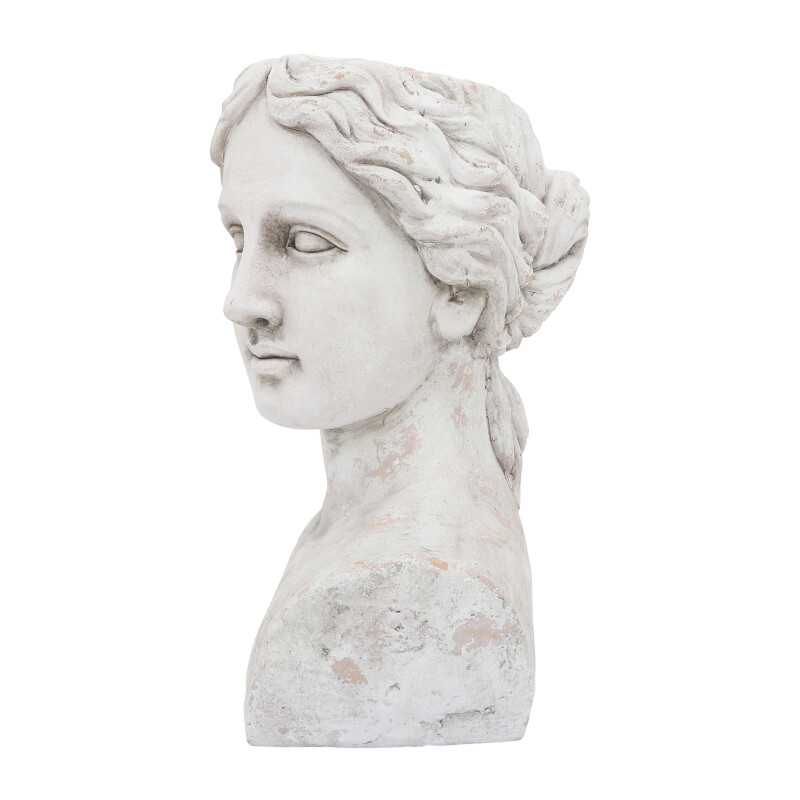 16751 Antique White Resin 18 Inch Lady Bust Planter