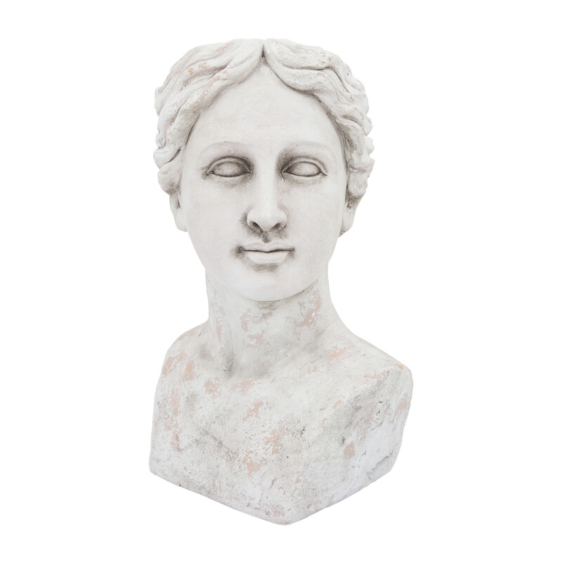 16751 Antique White Resin 18 Inch Lady Bust Planter