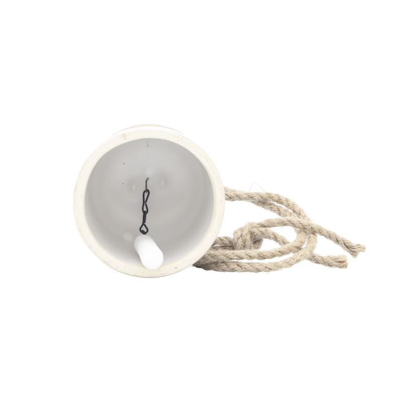 16778 01 White White Beige Ceramic 4 Inch Hanging Bell Circles 3