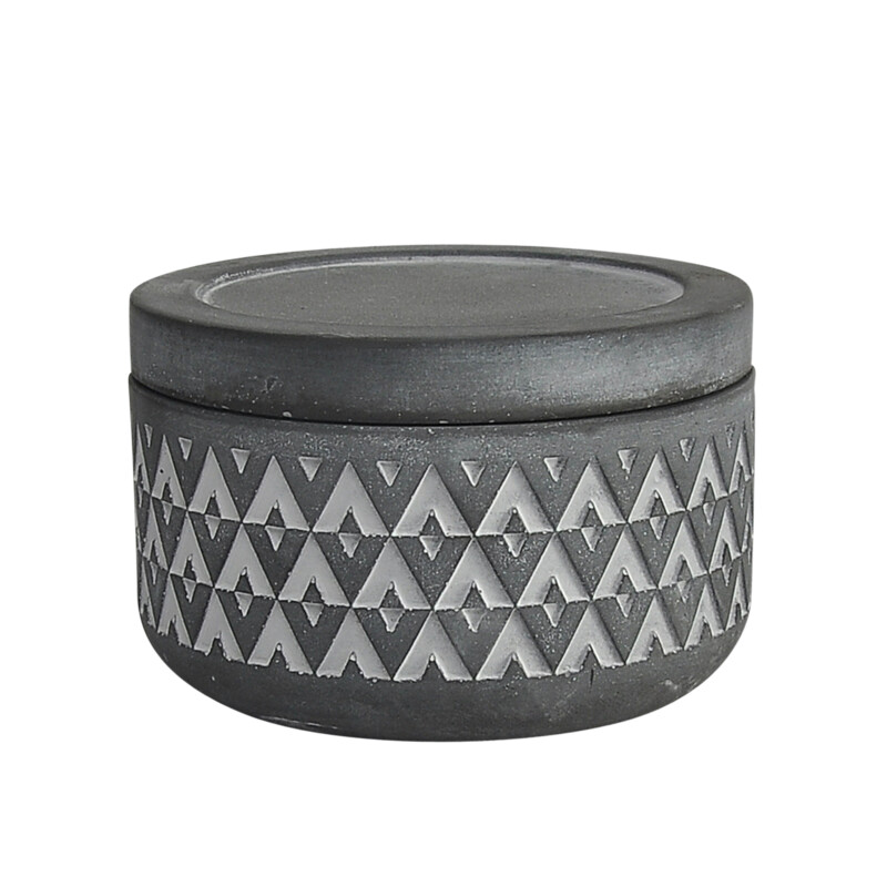 16790-05 Gray Cem 4 Inch Covered Aztec Jar