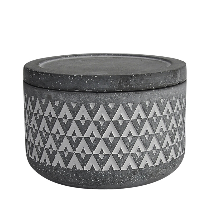 16790-06 Gray Cem 5 Inch Covered Aztec Jar