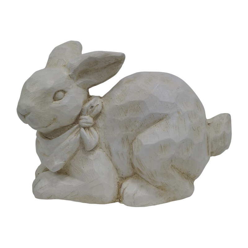 16819-02 Antique White Resin 16"L Mr. Rabbit Statue