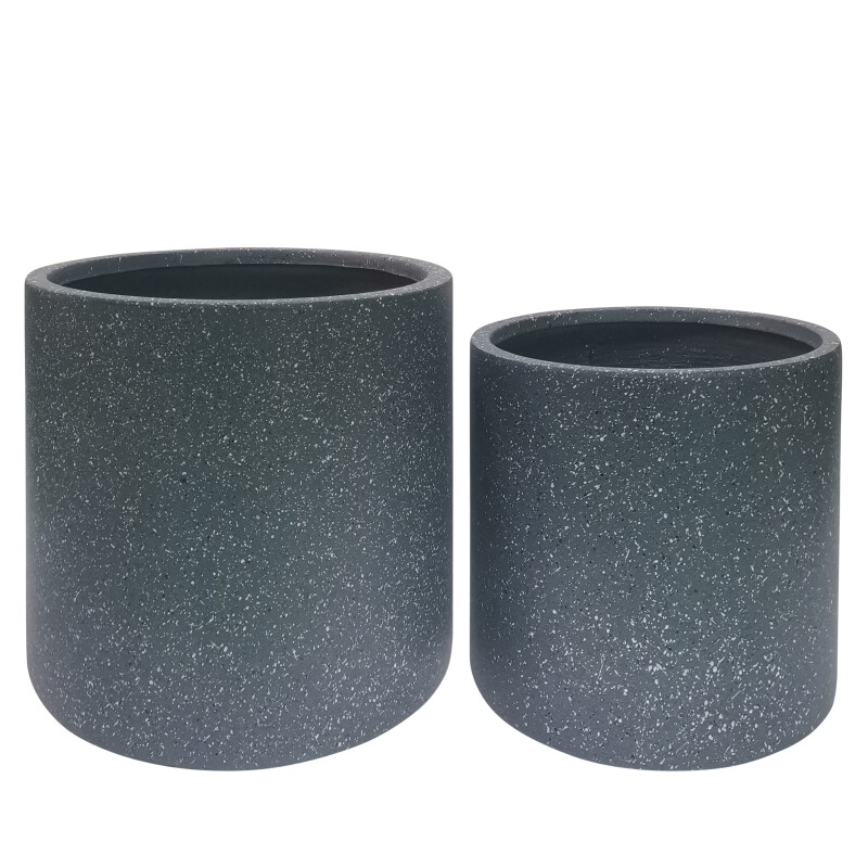 16822-01 Gray Resin S/2 13/16 Inch Round Nested Planters