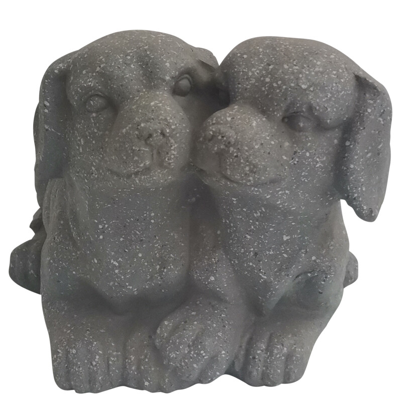 16870 Gray Resin 11"L Puppies Duo Planter