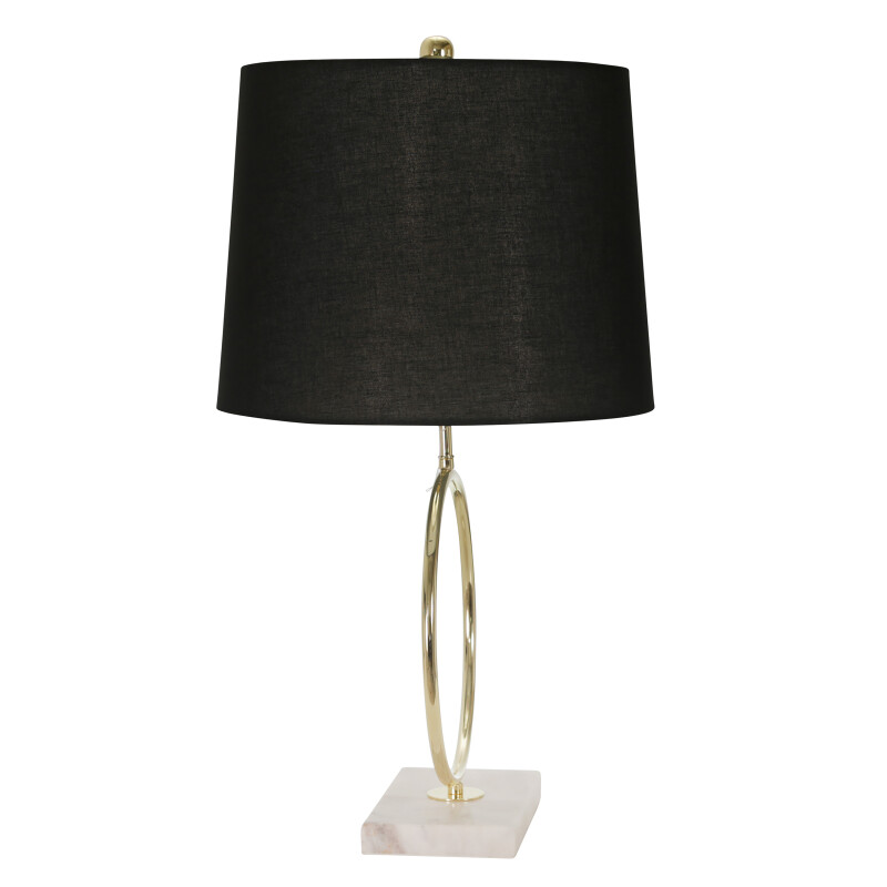 50525 01 White Metal 28 Inch Ring Table Lamp W Marble Base Gold 3