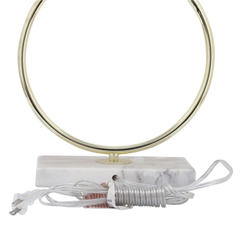 50525 01 White Metal 28 Inch Ring Table Lamp W Marble Base Gold 5