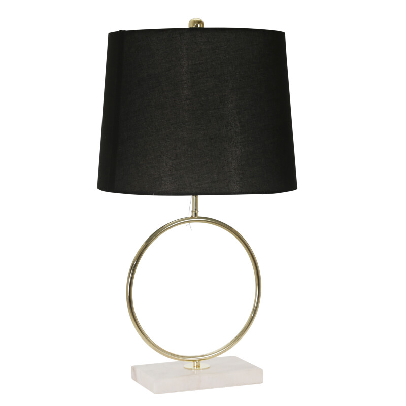 50525-01 Metal 28 Inch Ring Table Lamp W/Marble Base Gold