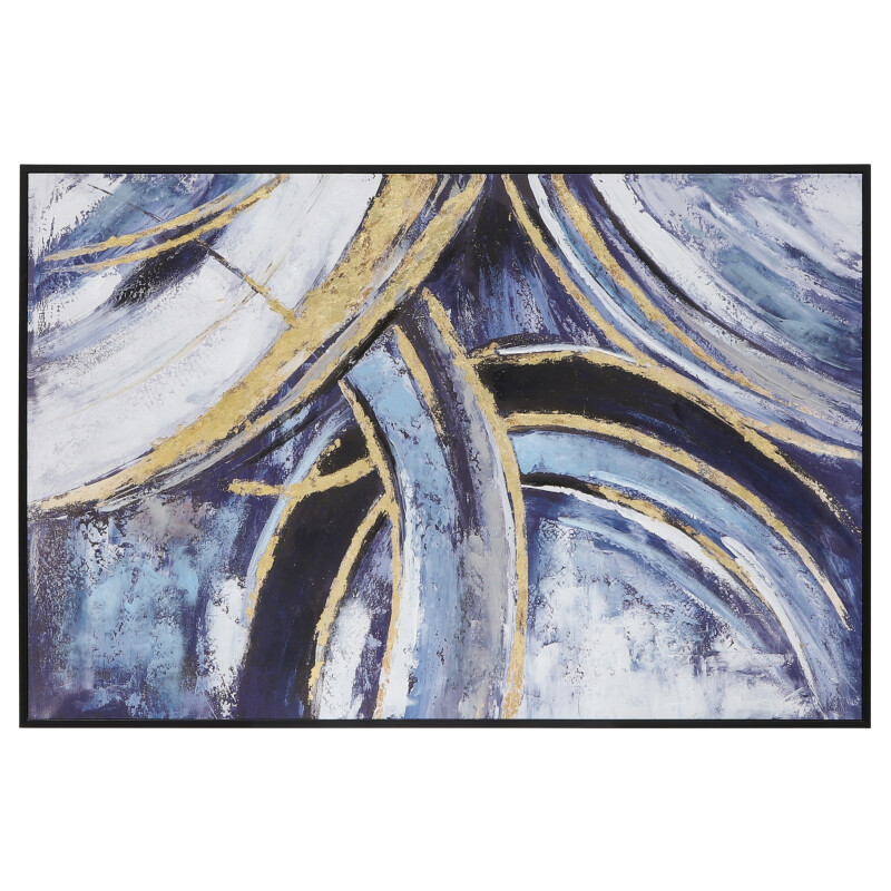 70114 Hand painted Abstract Canvas Blue/Gold