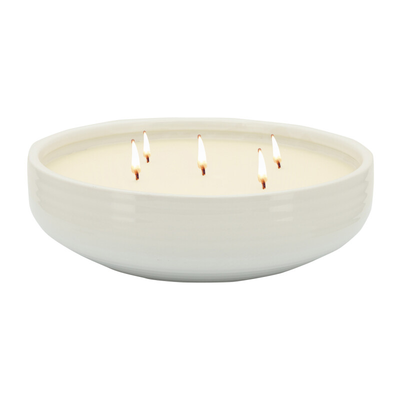 80032 White 13 Inch Bowl Candle By Liv Skye 60oz 3